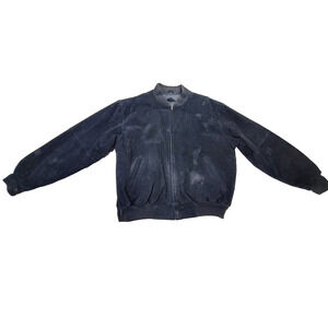 Vintage Croft & Barrow Jacket Suede Bomber Mens XL Black Aviator Biker Gorpcore